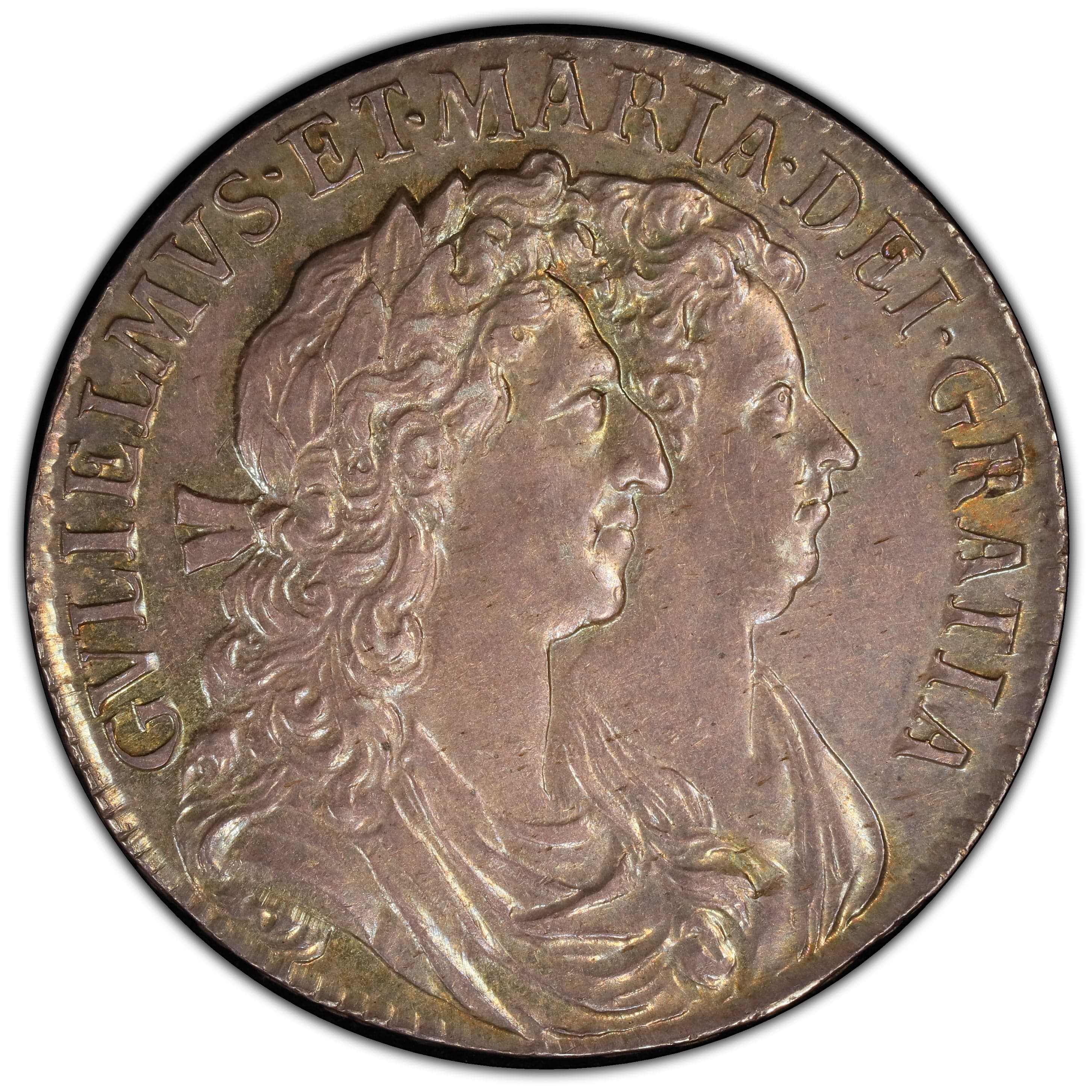 1689年 イギリス ウィリアム&メアリー ハーフクラウン銀貨 MS62 - Image 2
