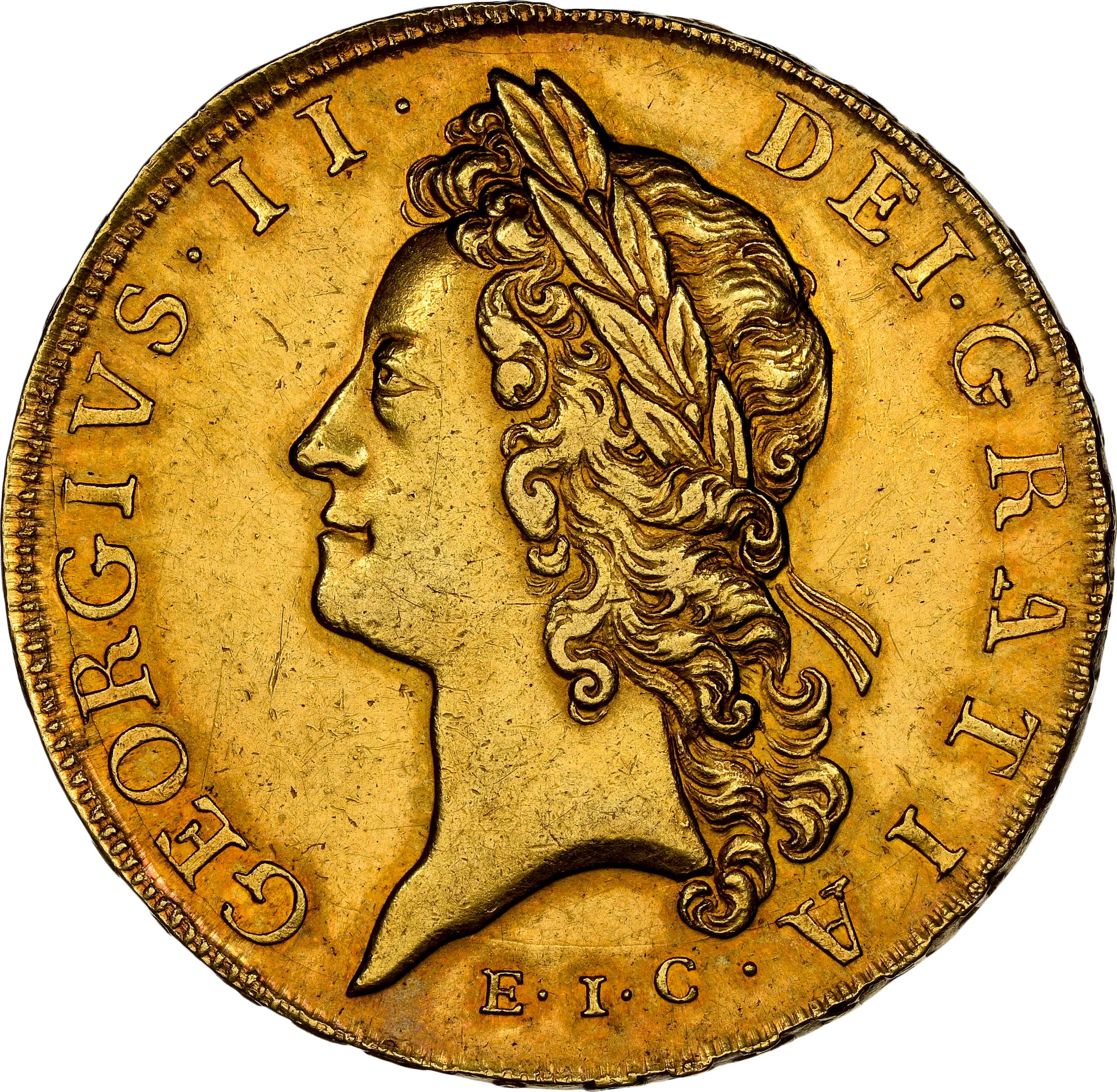 1729 イギリス ジョージ2世 EIC 5ギニー金貨 NGC AU58 - Image 3