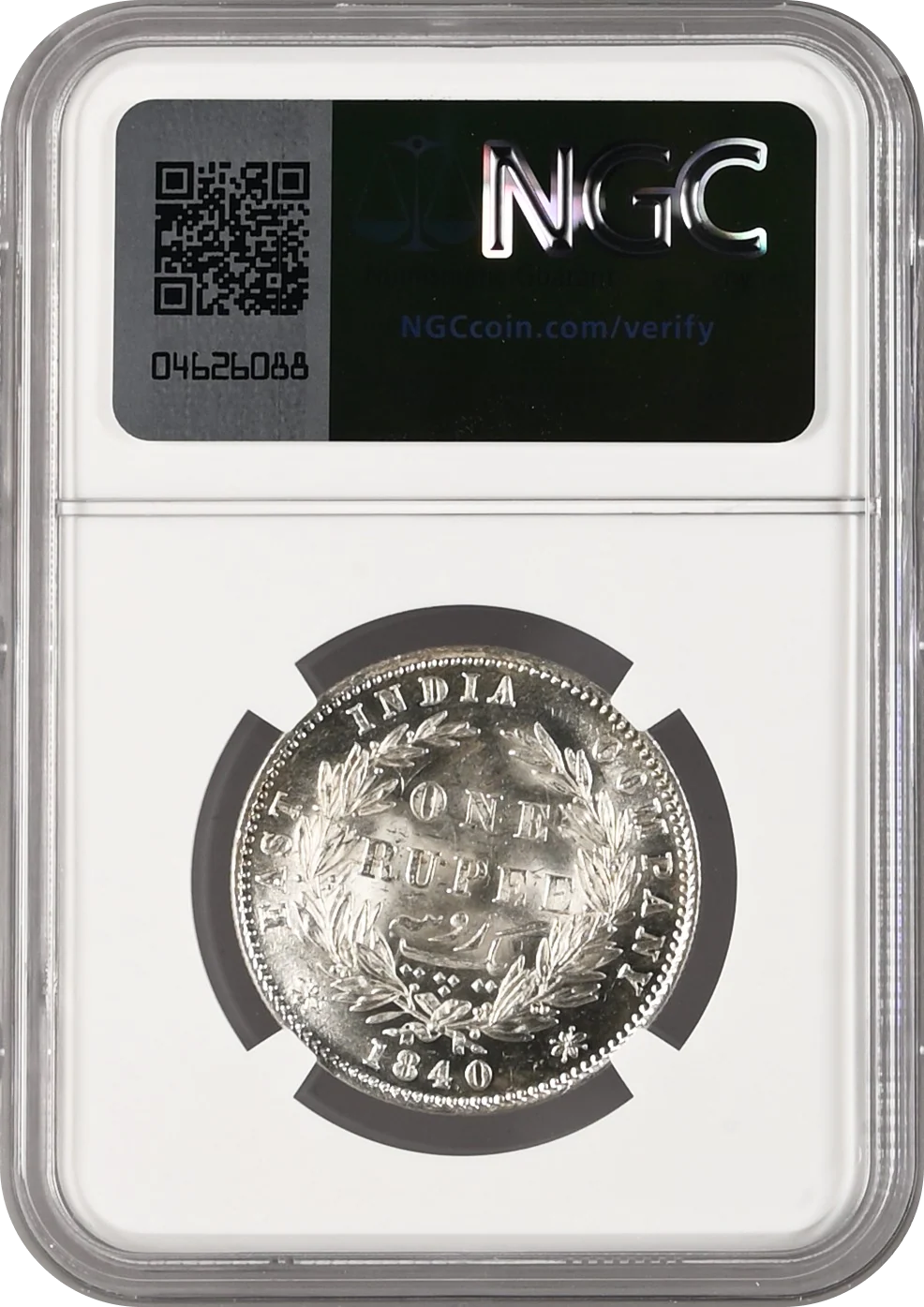 1840年 英領インド 東インド会社 ヴィクトリア ヤングヘッド ルピー銀貨 MS62 - Image 2