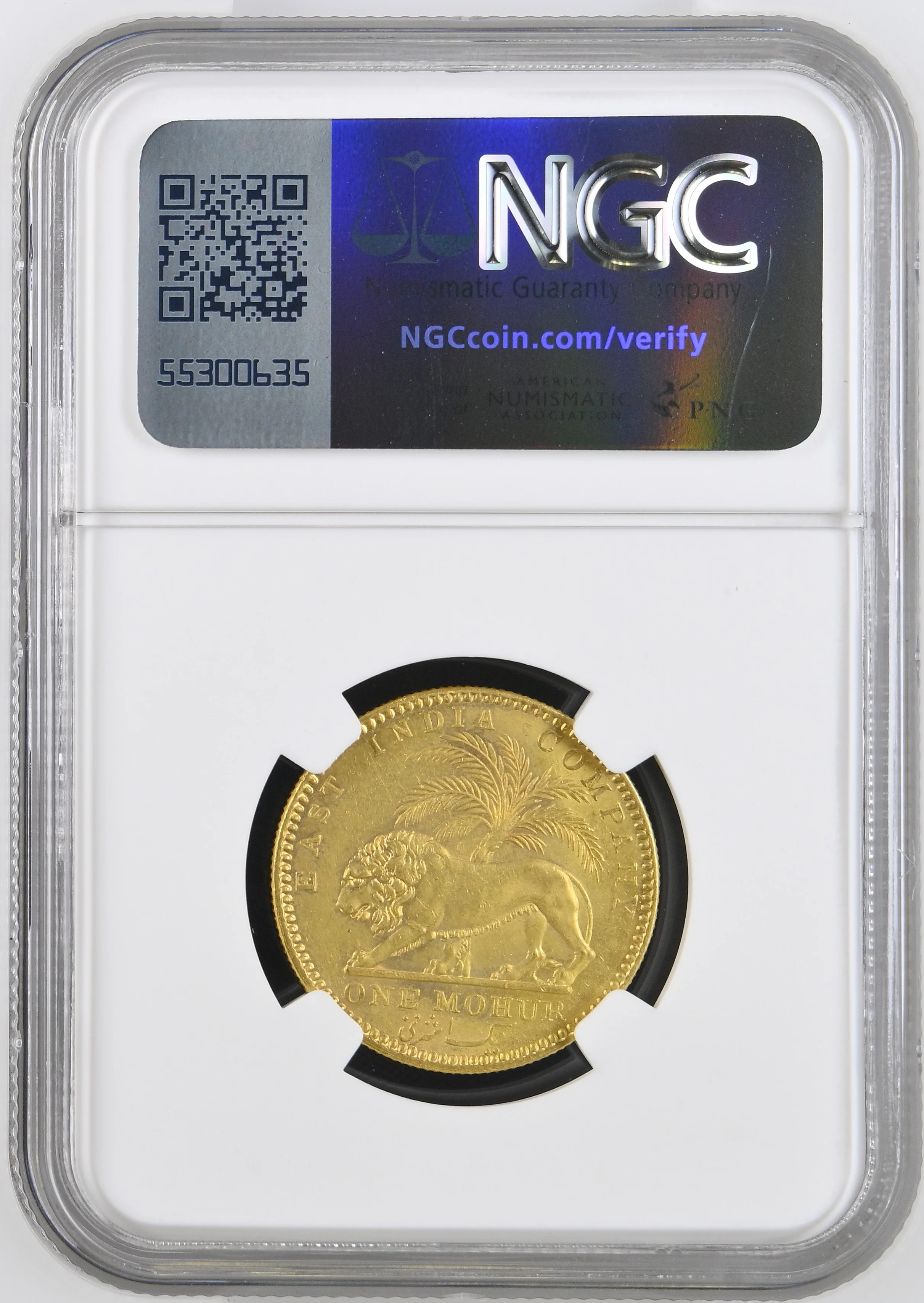 1841年 イギリス領インド ヴィクトリア モハール金貨 NGC AU Details - Image 2