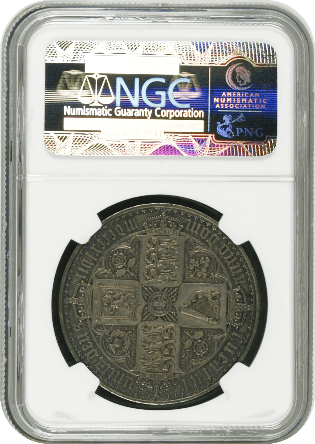 1847年 イギリス ヴィクトリア ゴシッククラウン銀貨 アンデシモエッジ NGC PF61 - Image 2