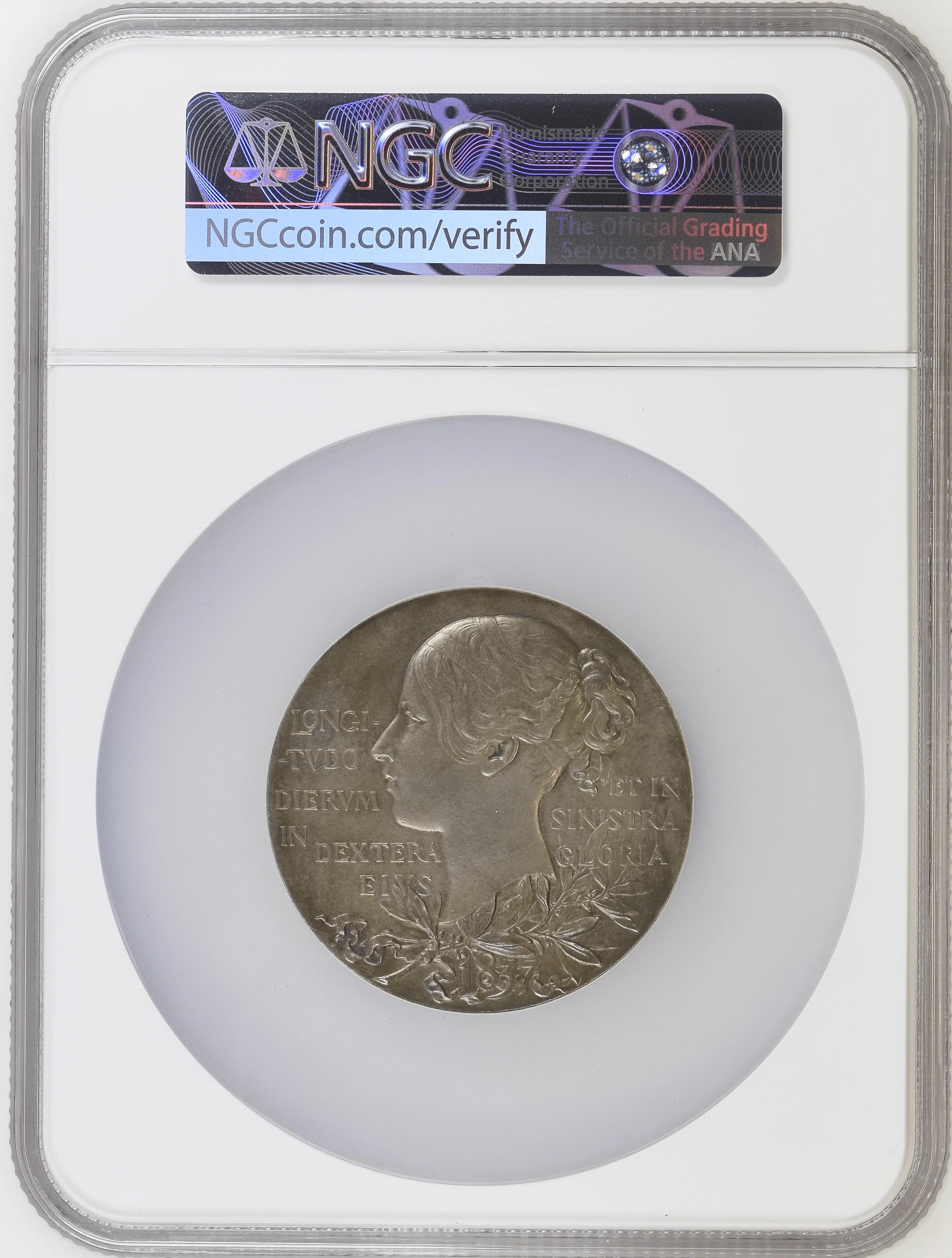 1897年 イギリス ヴィクトリア ダイヤモンド・ジュビリー 銀メダル (55mm) NGC MS62 - Image 2