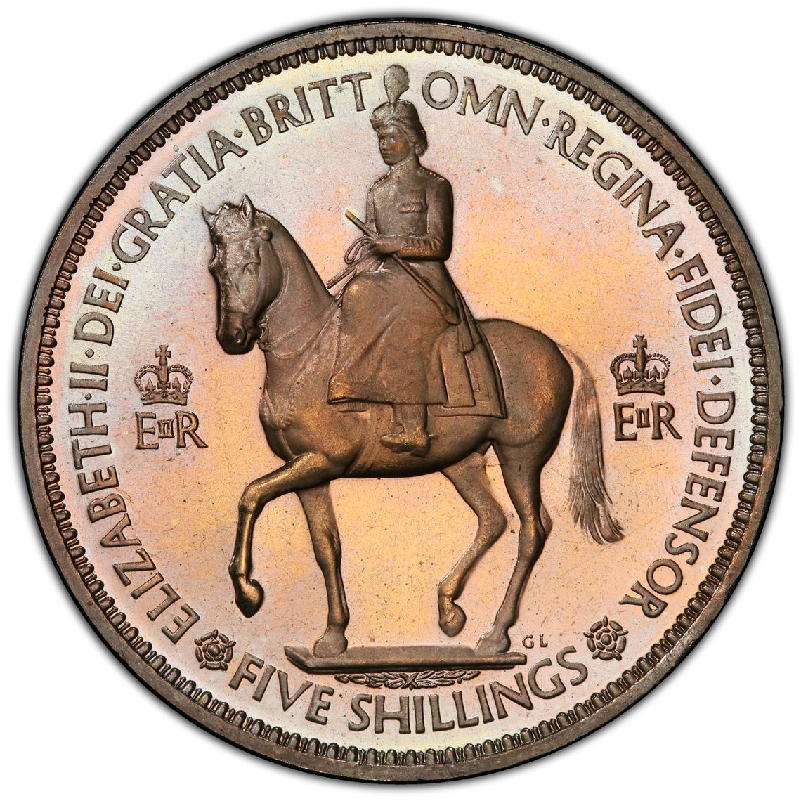 1953年 イギリス エリザベス2世 戴冠記念 クラウン白銅貨 PCGS PR66CAM - Image 2
