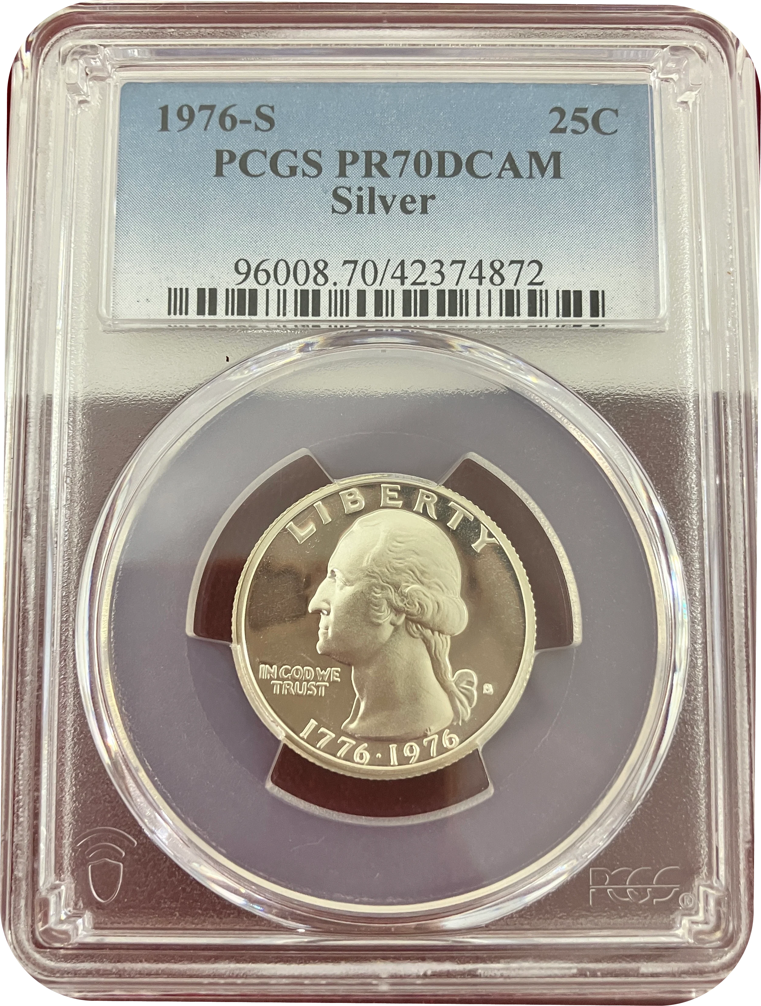 1976年S アメリカ ワシントン 25セント銀貨 PCGS PR70DCAM