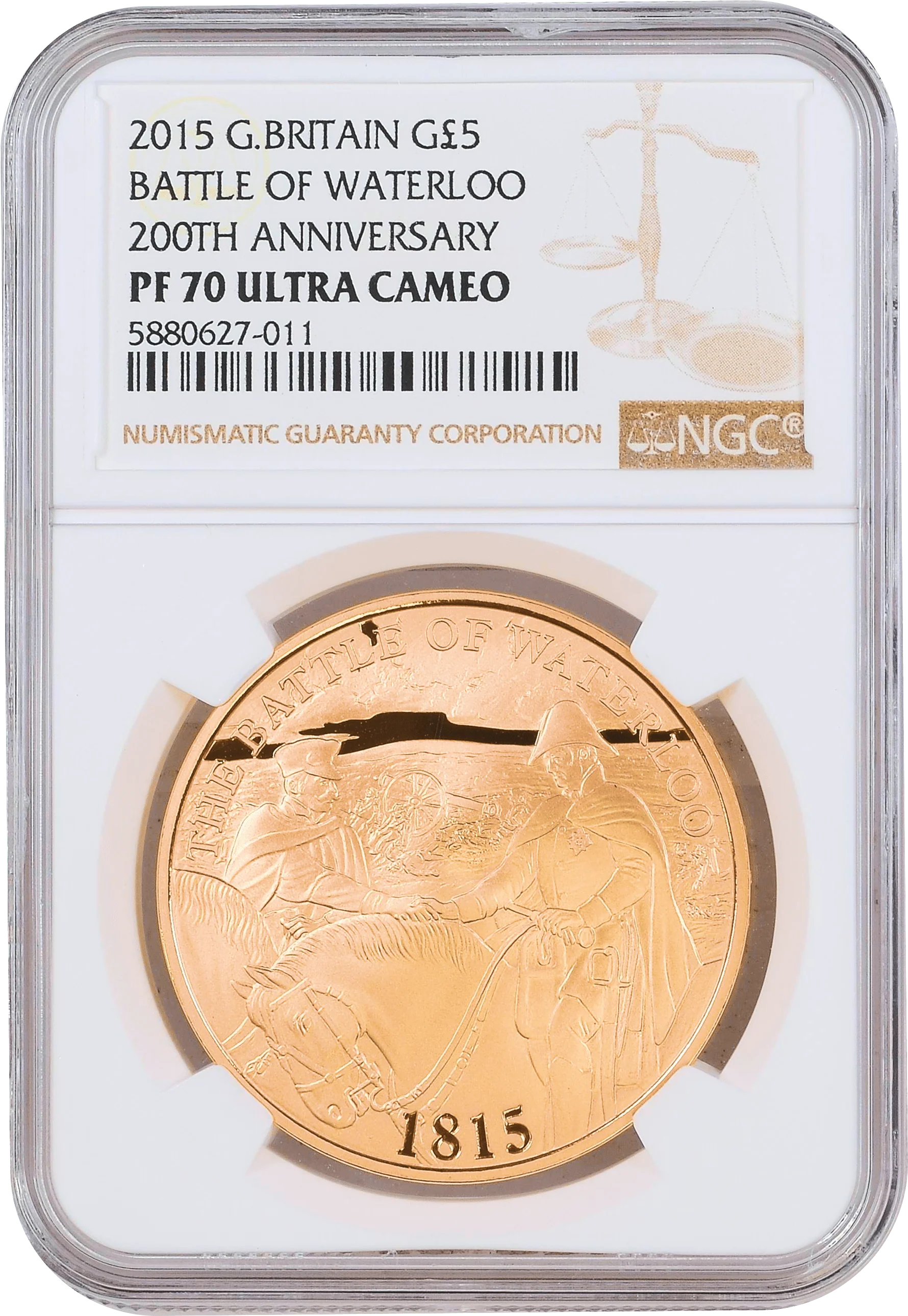 【Top Pop】2015年 イギリス ウォータールーの戦い 200周年 5ポンド金貨 NGC PF70UCAM