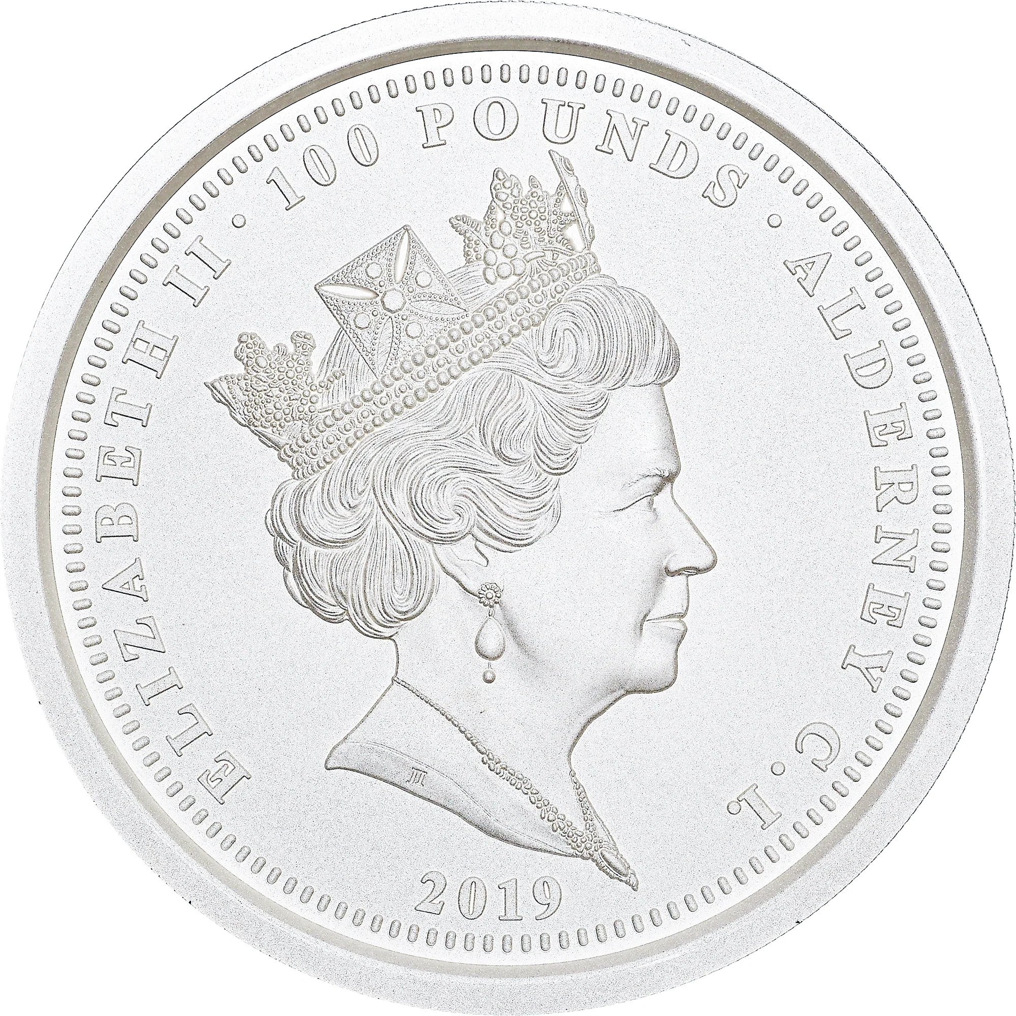 【Top Pop】2019年 オルダニー エリザベス2世 ウナとライオン 1キロ 100ポンド銀貨 マットプルーフ NGC PF70 箱付 - Image 4