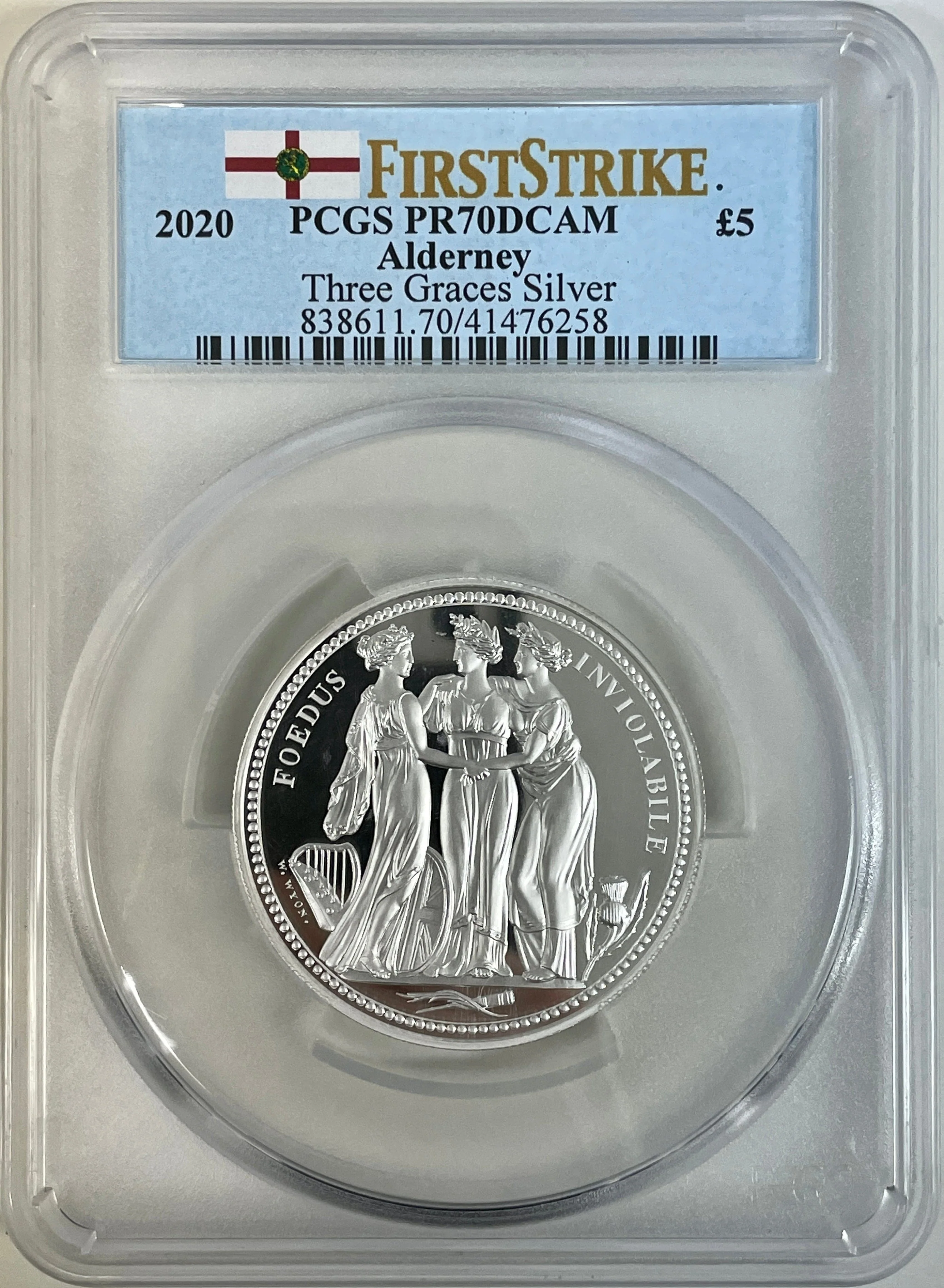 【Top Pop】2020年 オルダニー スリーグレイセス 2oz 銀貨 PCGS PR70DCAM