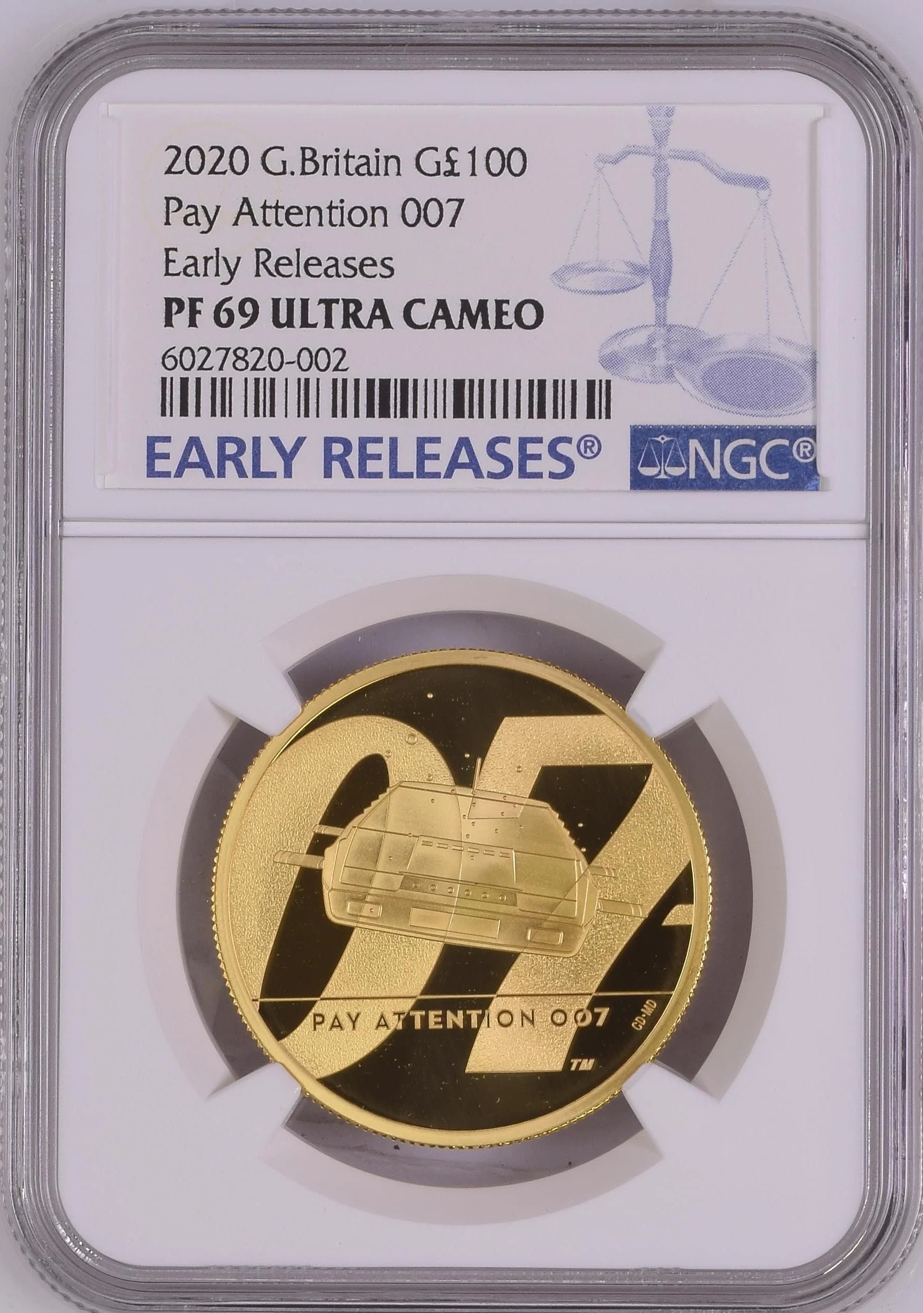 2020年 イギリス 007 第二弾 1オンス金貨 Early Releases NGC PF69UCAM