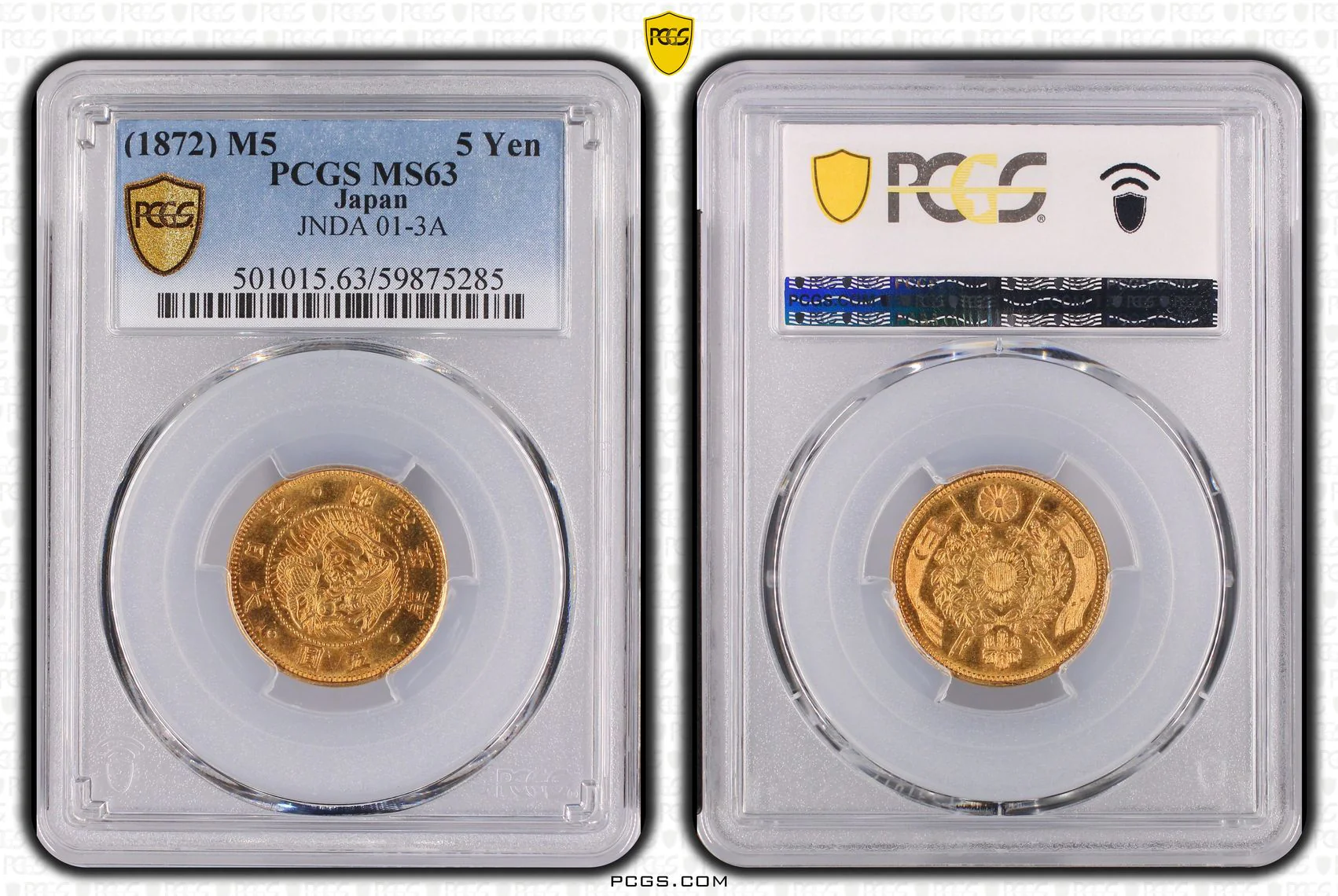 明治5年(1872) 旧5円金貨 PCGS MS63
