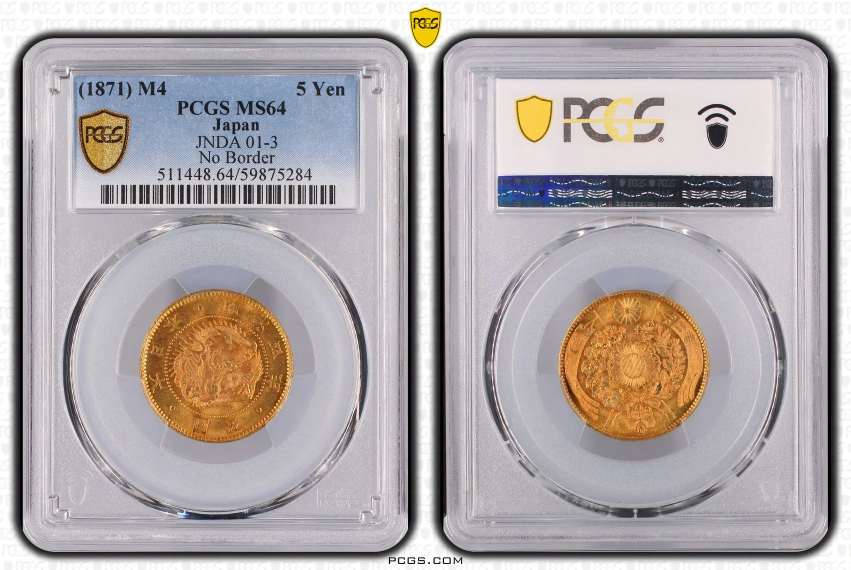明治4年(1871) 旧5円金貨 PCGS MS64