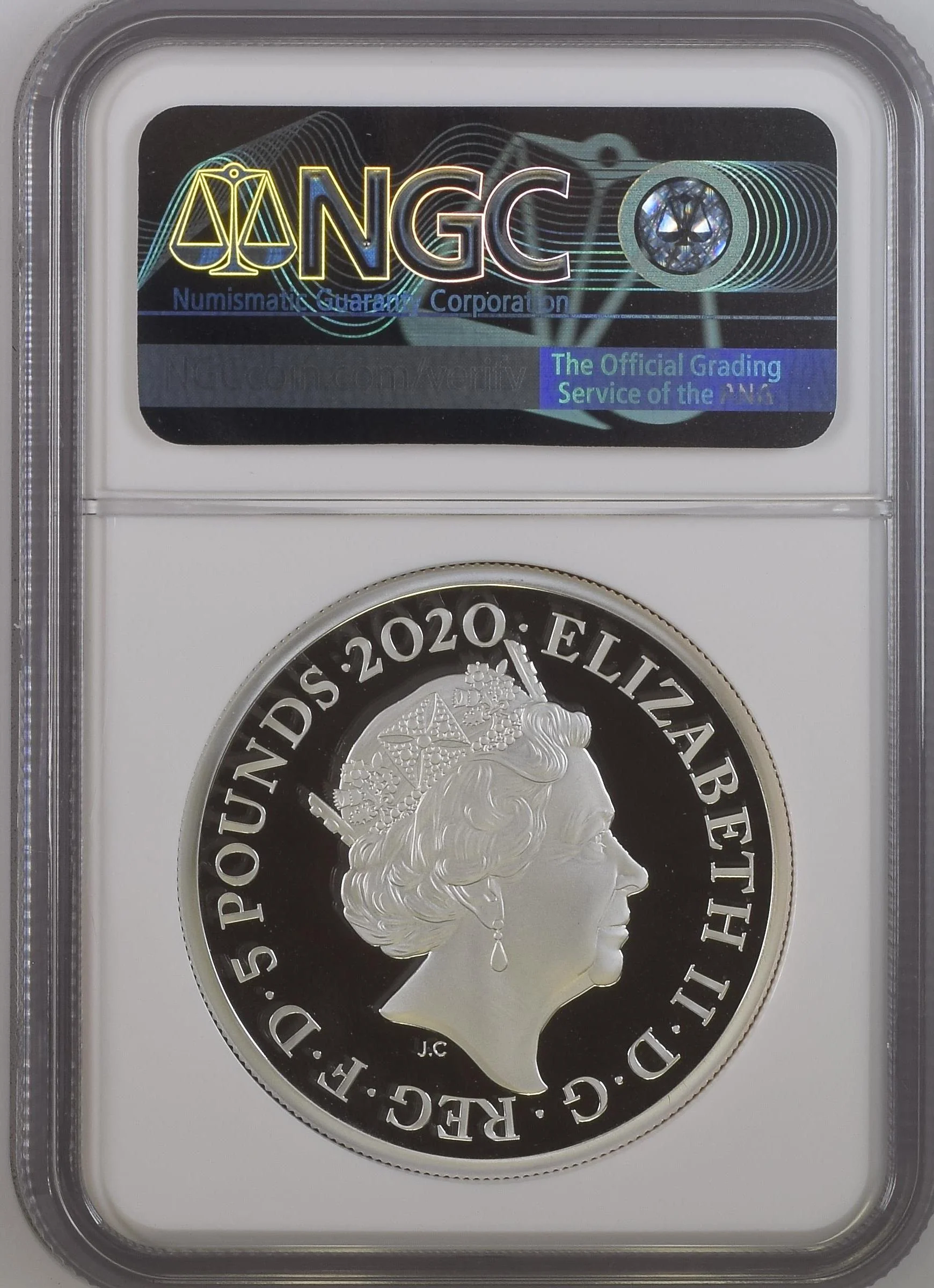 2020年 イギリス ロイヤルミント スリーグレイセス 2オンス 5ポンド銀貨 NGC PF70UCAM 箱付 - Image 2