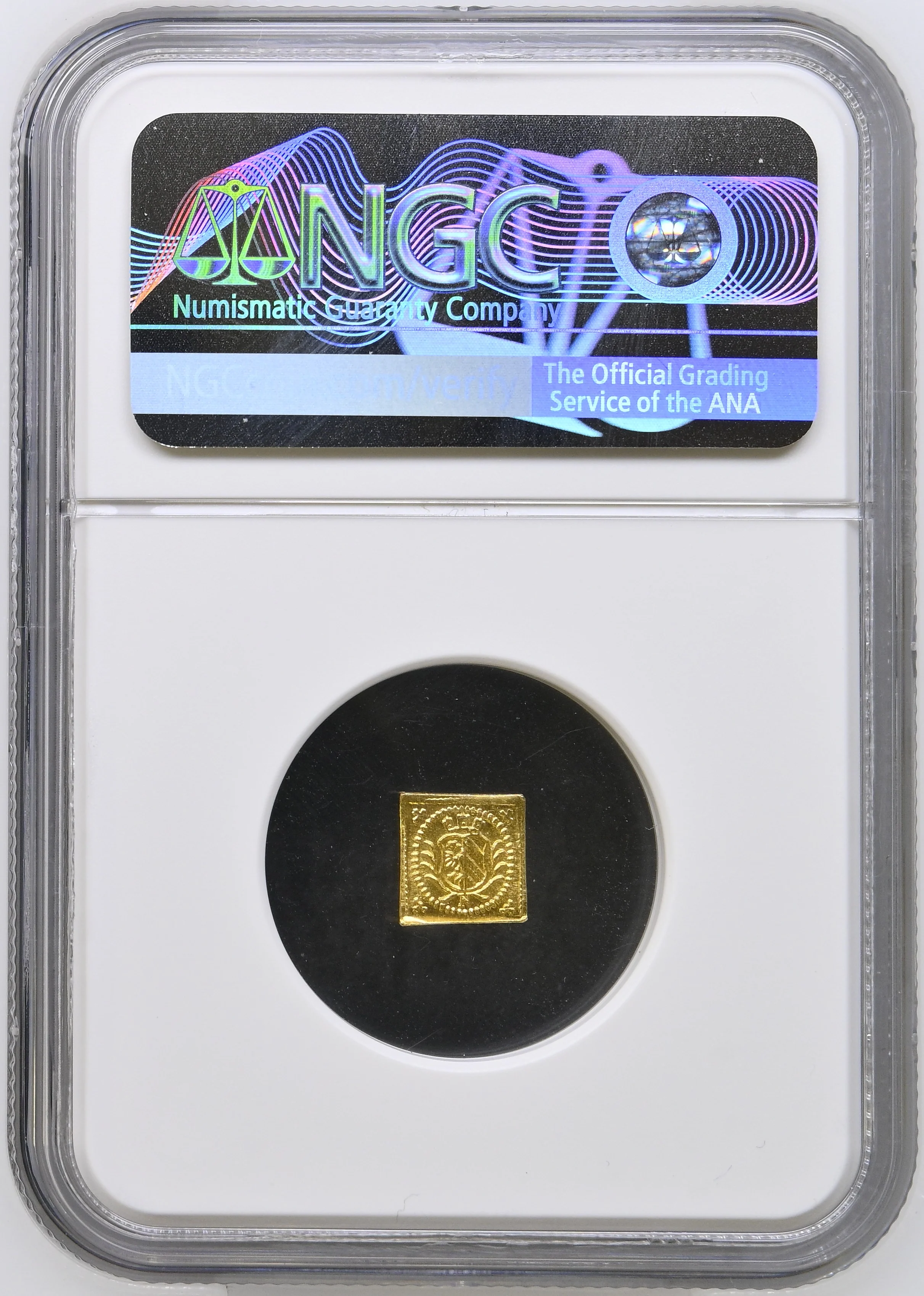 1700年 ドイツ ニュルンベルク ラムダカット 1/8ダカット金貨 クリッペ NGC MS65 - Image 2