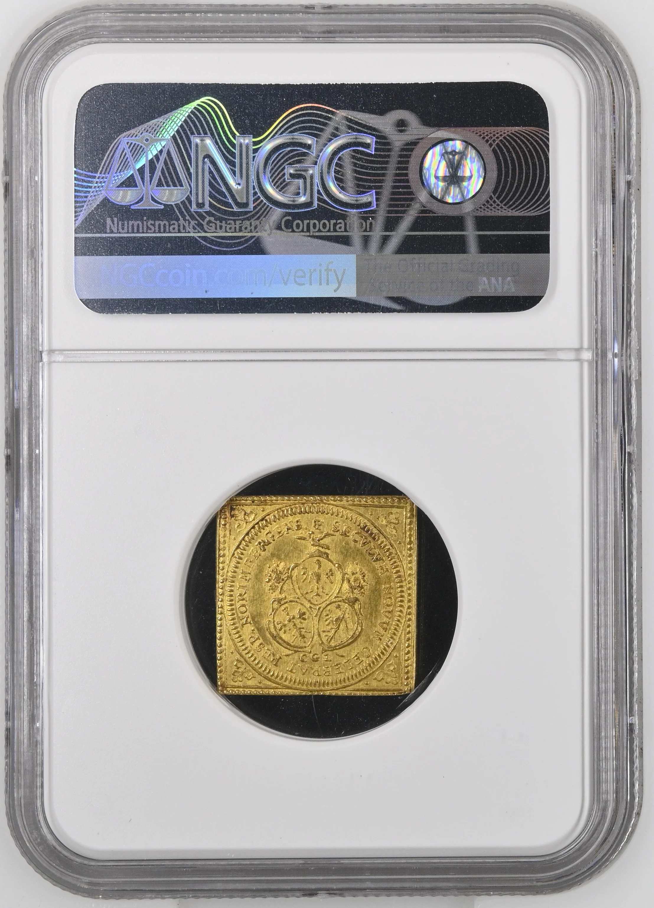 1700年 ドイツ ニュルンベルク ラムダカット 1ダカット金貨 クリッペ NGC MS63 - Image 2