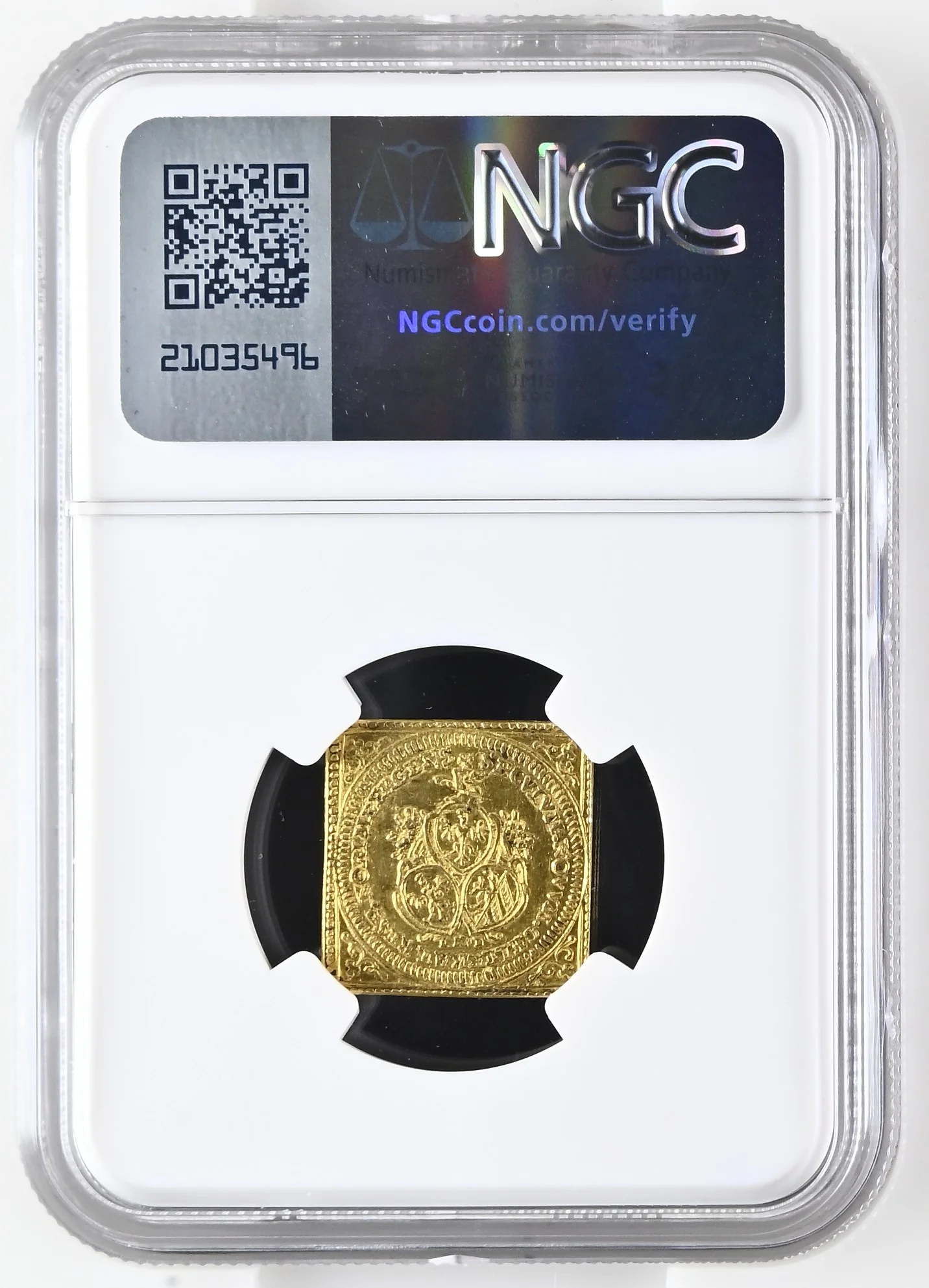 1700年 ドイツ ニュルンベルク ラムダカット 1ダカット金貨 クリッペ NGC AU55 - Image 2