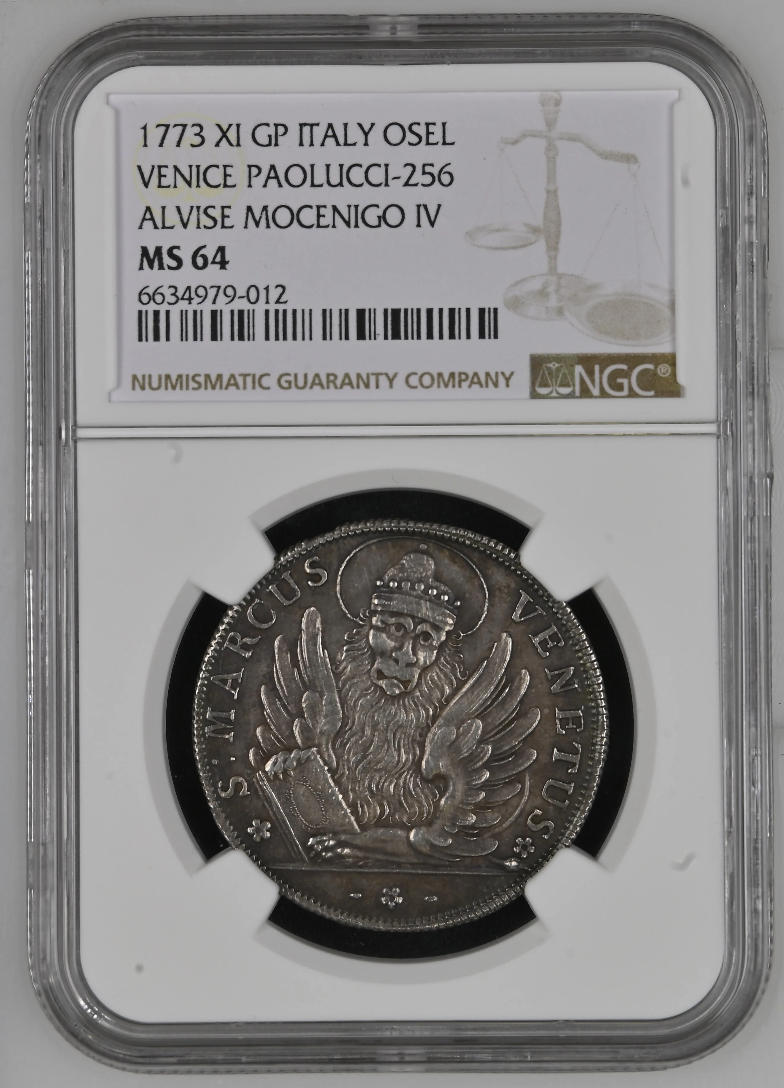 1773年 イタリア ヴェニス オセロー オゼッラ銀貨 NGC MS64