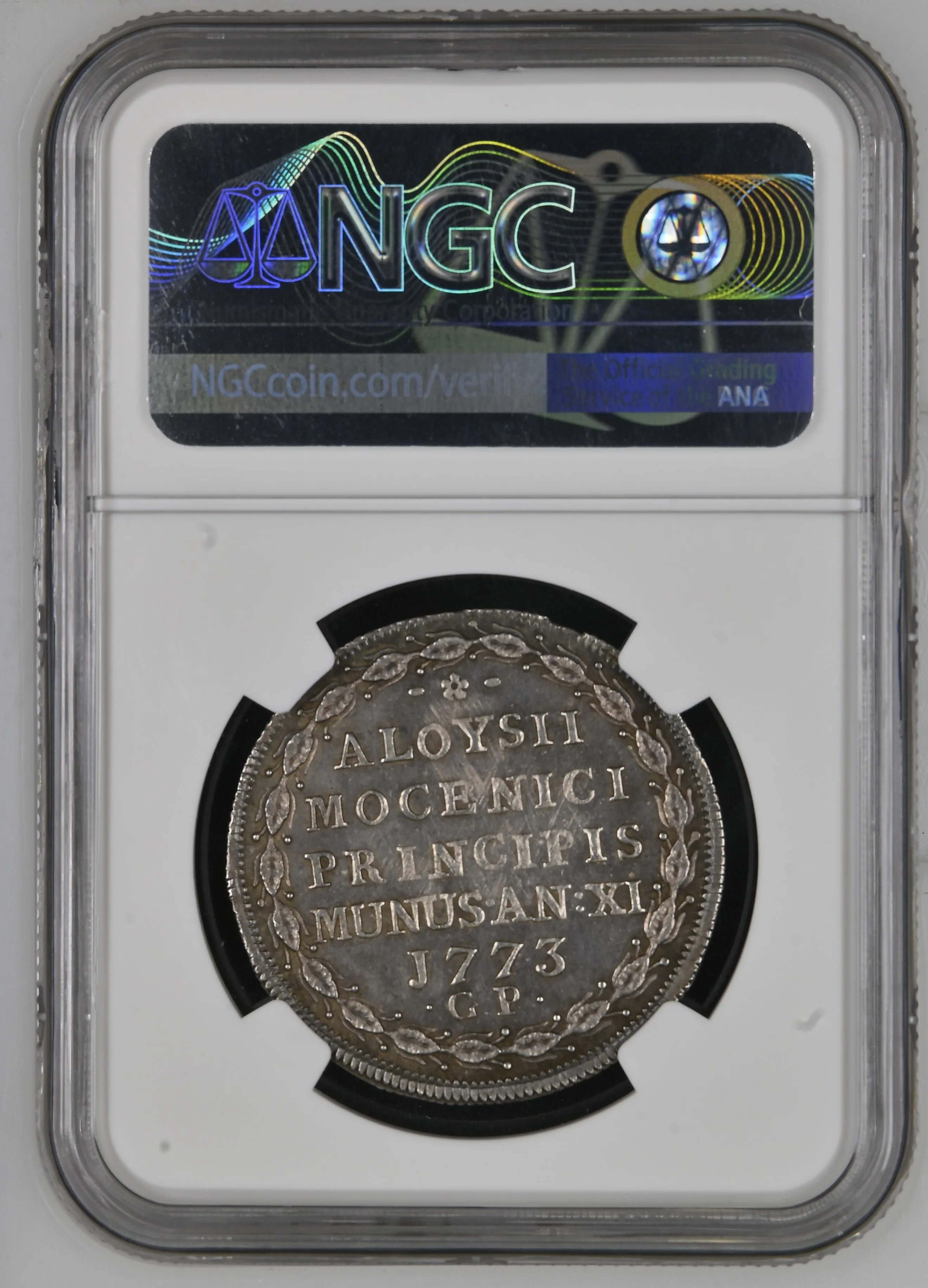 1773年 イタリア ヴェニス オセロー オゼッラ銀貨 NGC MS64 - Image 2