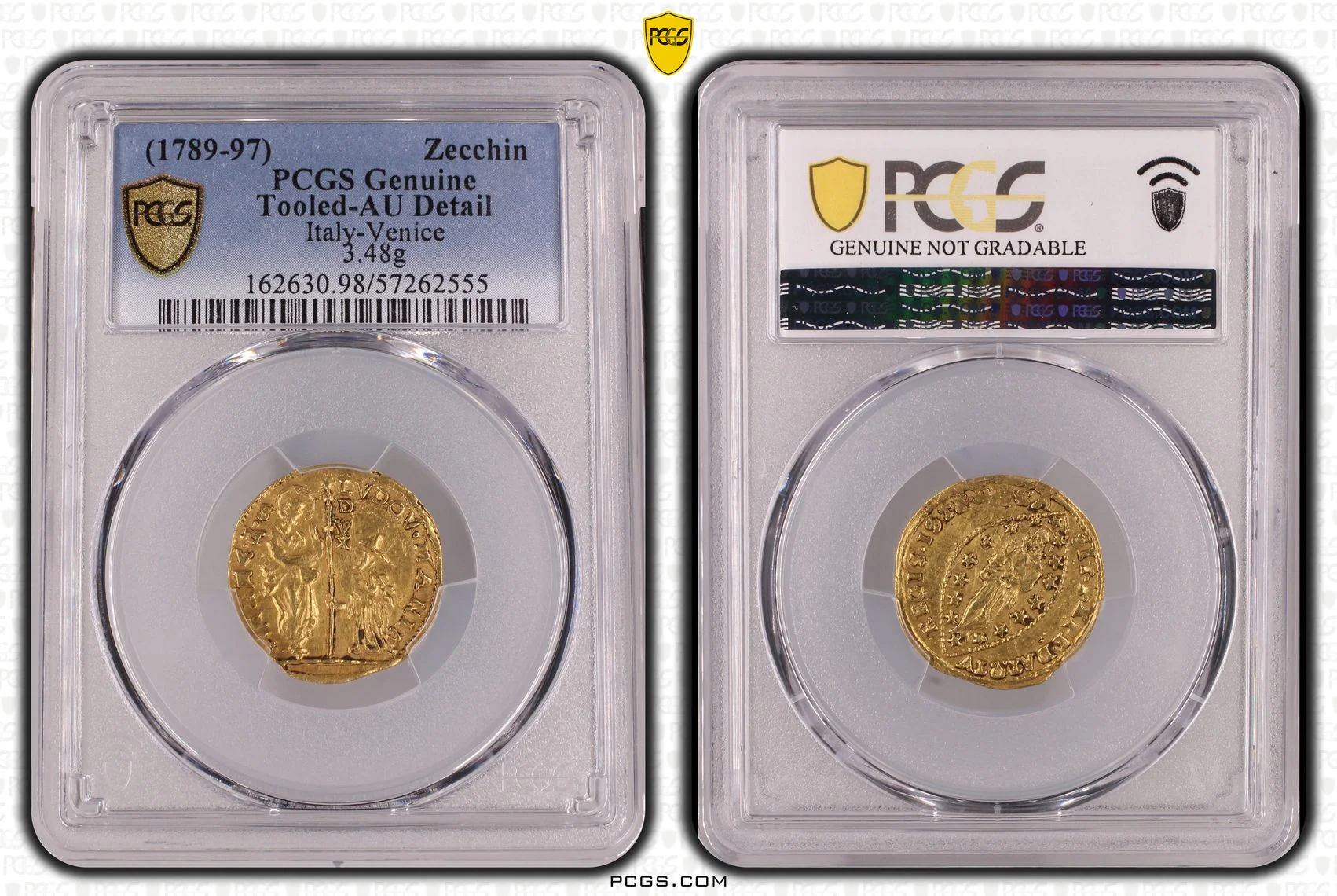 1789-1797年 イタリア ゼッキーノ金貨 PCGS Tooled-AU Detail