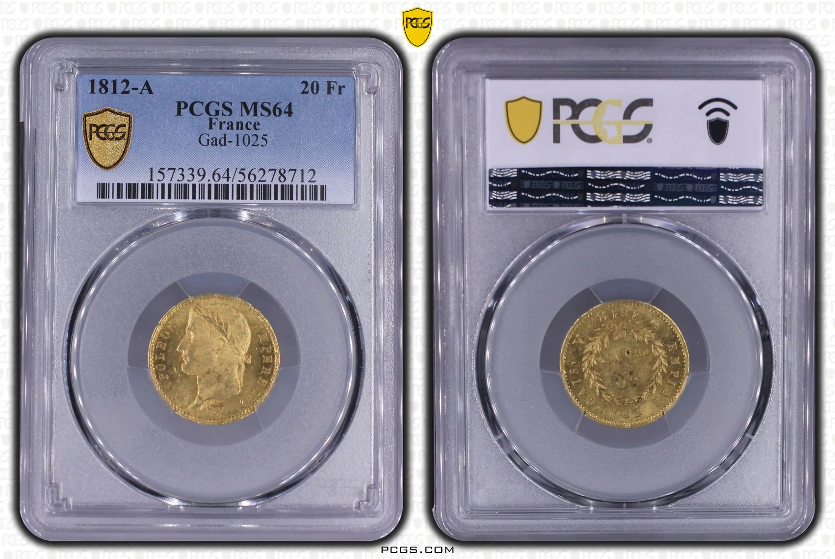1812年A フランス ナポレオン1世 20フラン金貨 PCGS MS64