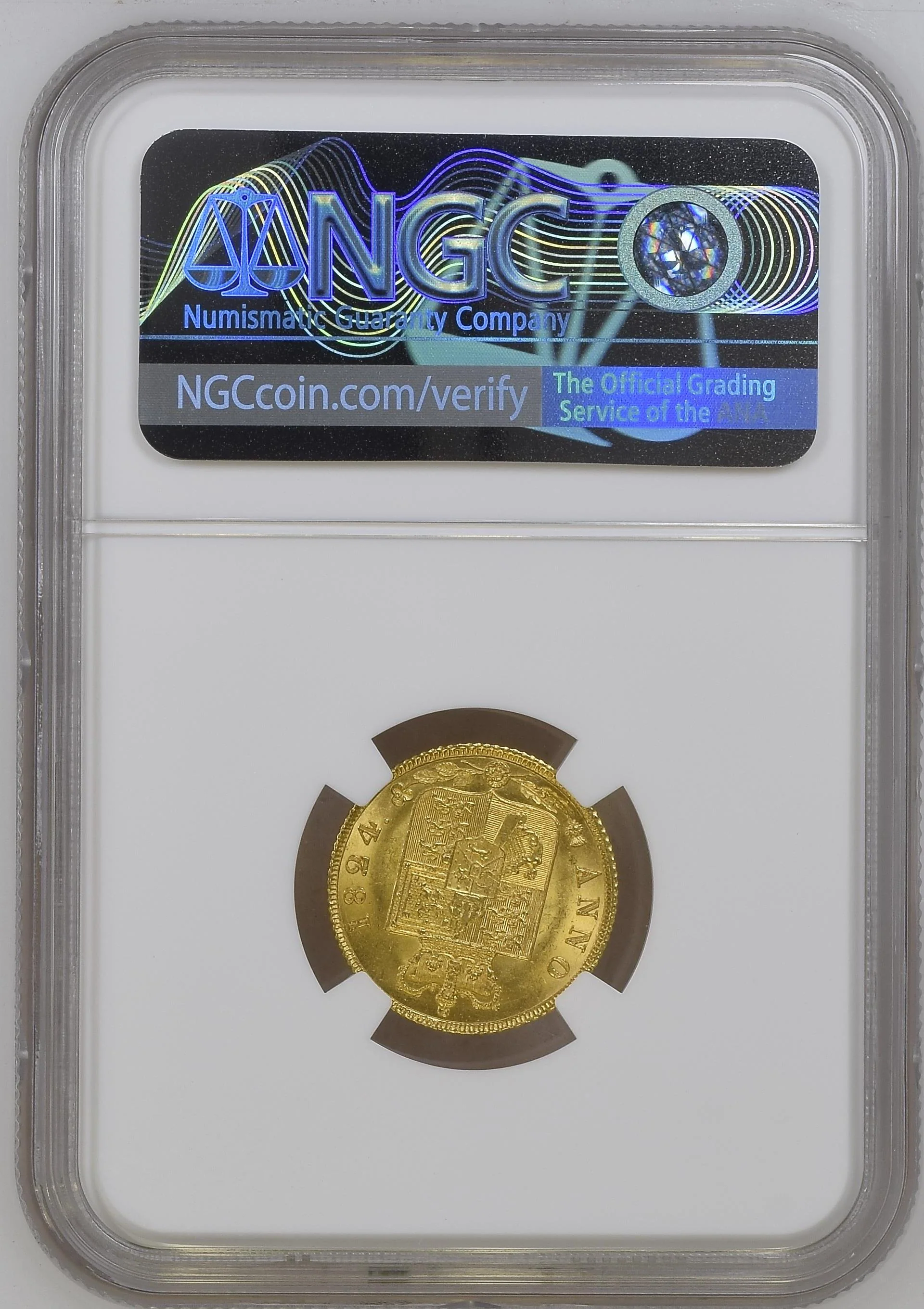 1824年 イギリス ジョージ4世 ハーフソヴリン金貨 NGC MS64+ - Image 2
