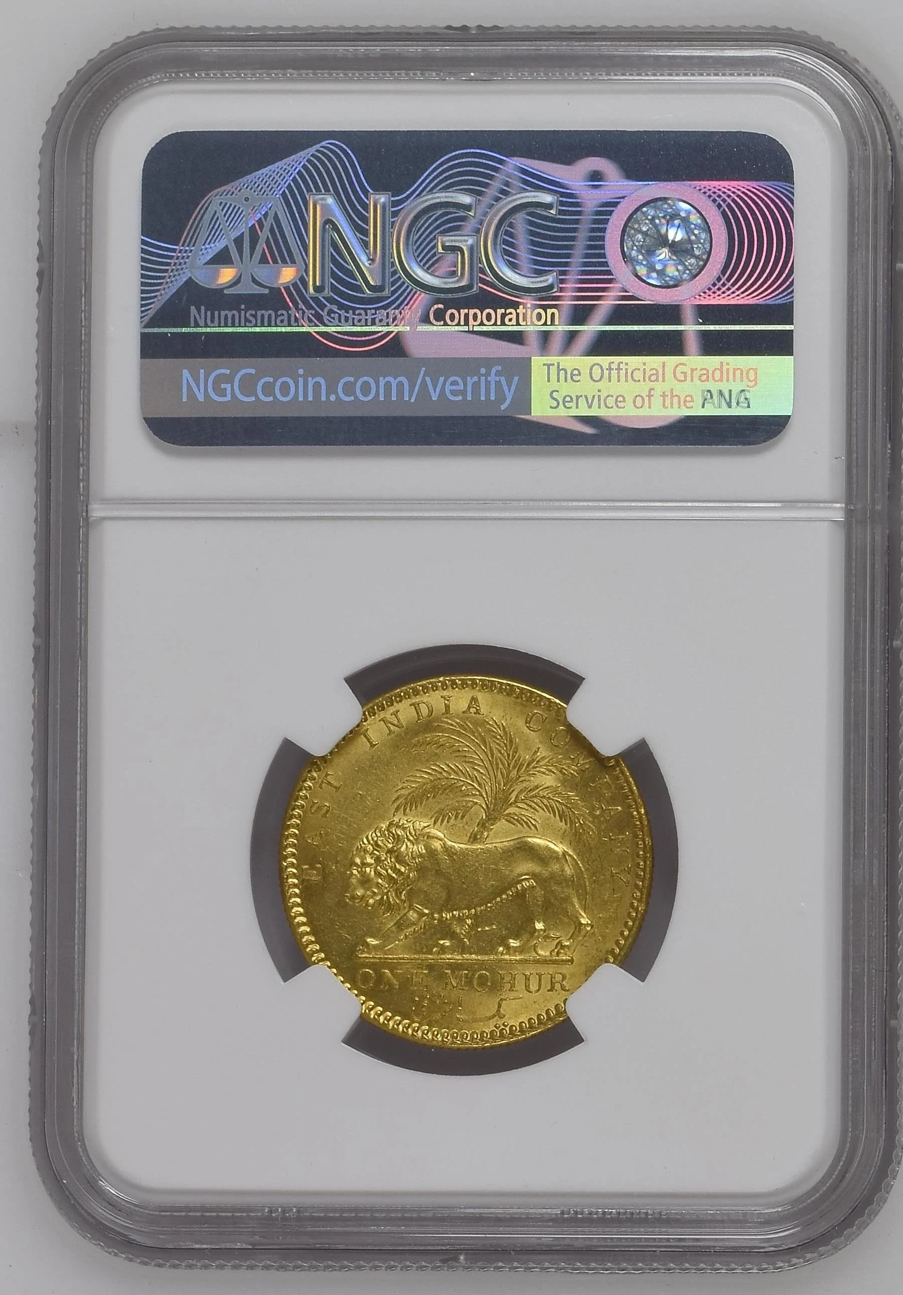 1841年 イギリス領インド ヴィクトリア モハール金貨 Type A/1 NGC MS62 - Image 2