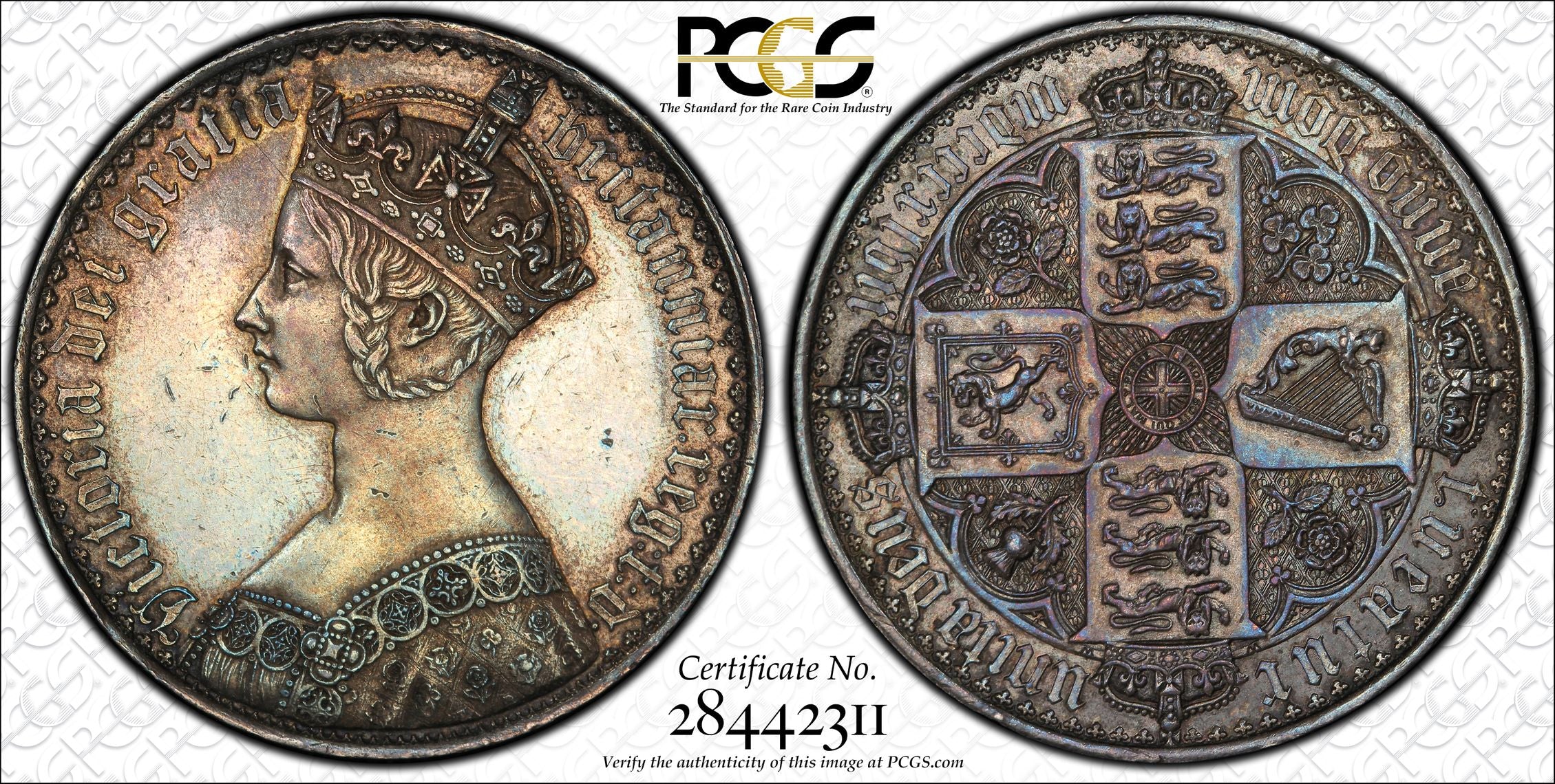 1847年 イギリス ゴシッククラウン銀貨 アンデシモ PCGS PR58