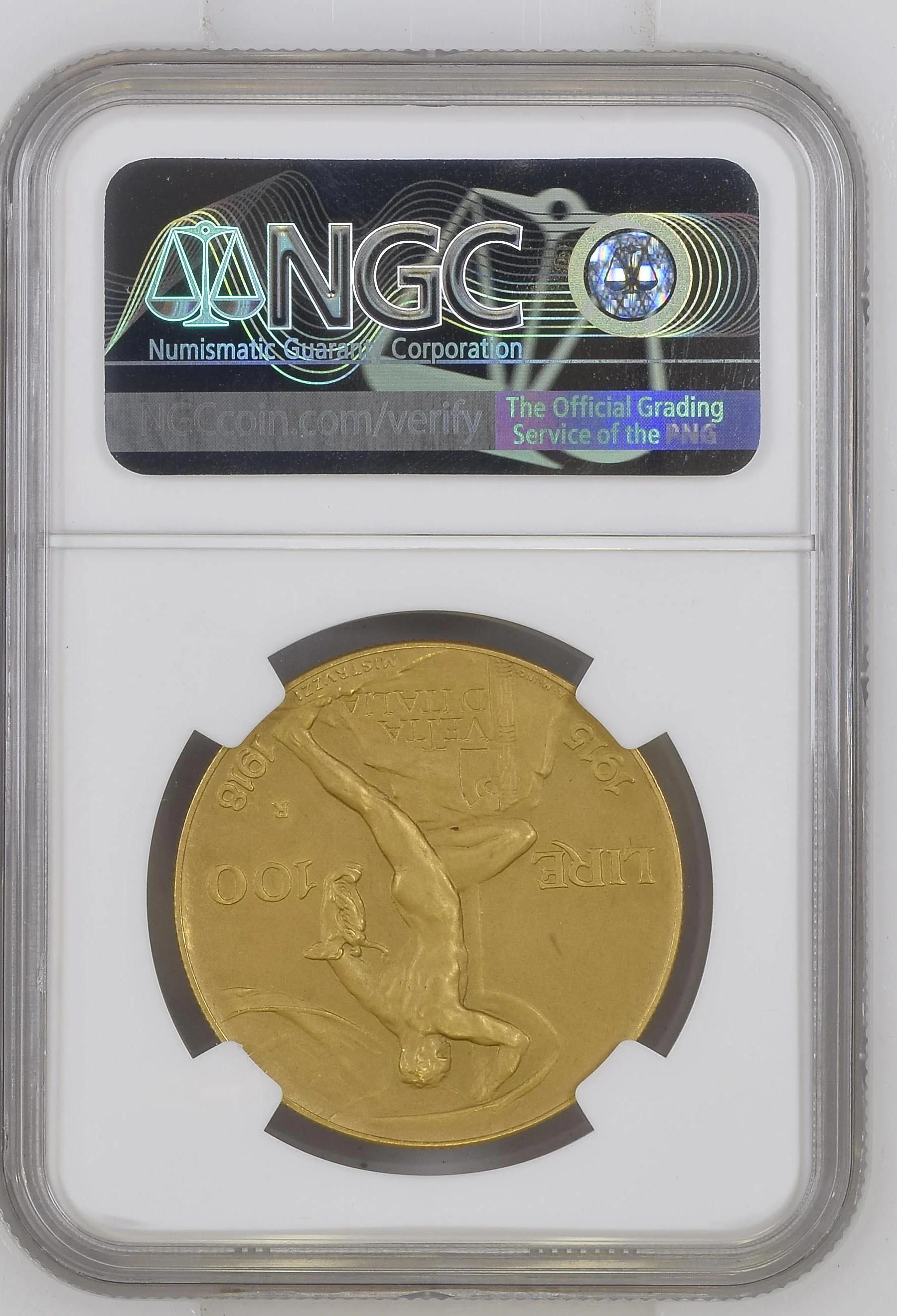 1925年 イタリア 100リラ シルバージュビリー マット金貨 NGC PF63+ - Image 2