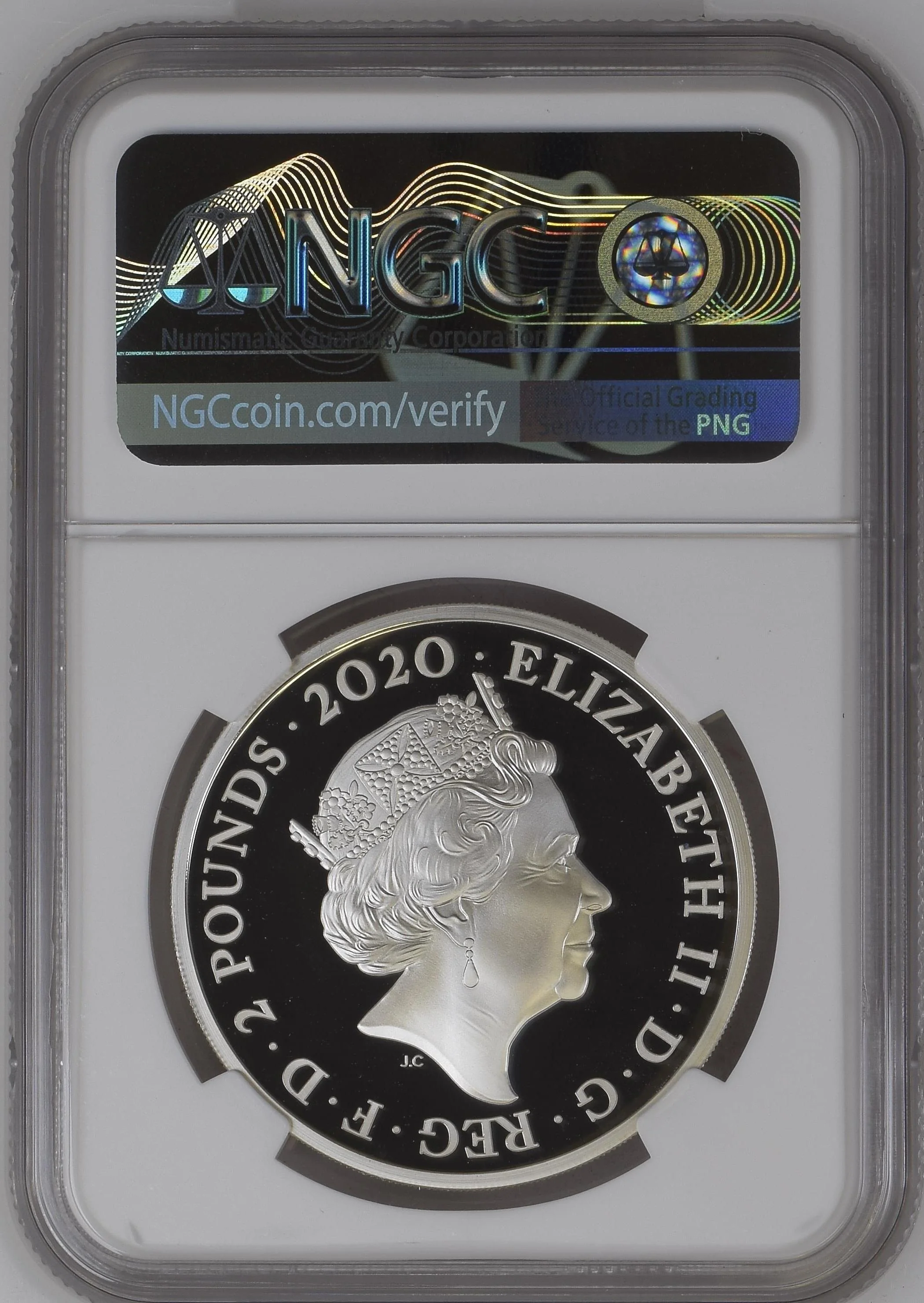 2020年 イギリス 007 Shaken Not Stirred 1オンス 2ポンド銀貨 NGC PF70UCAM 箱付き - Image 2