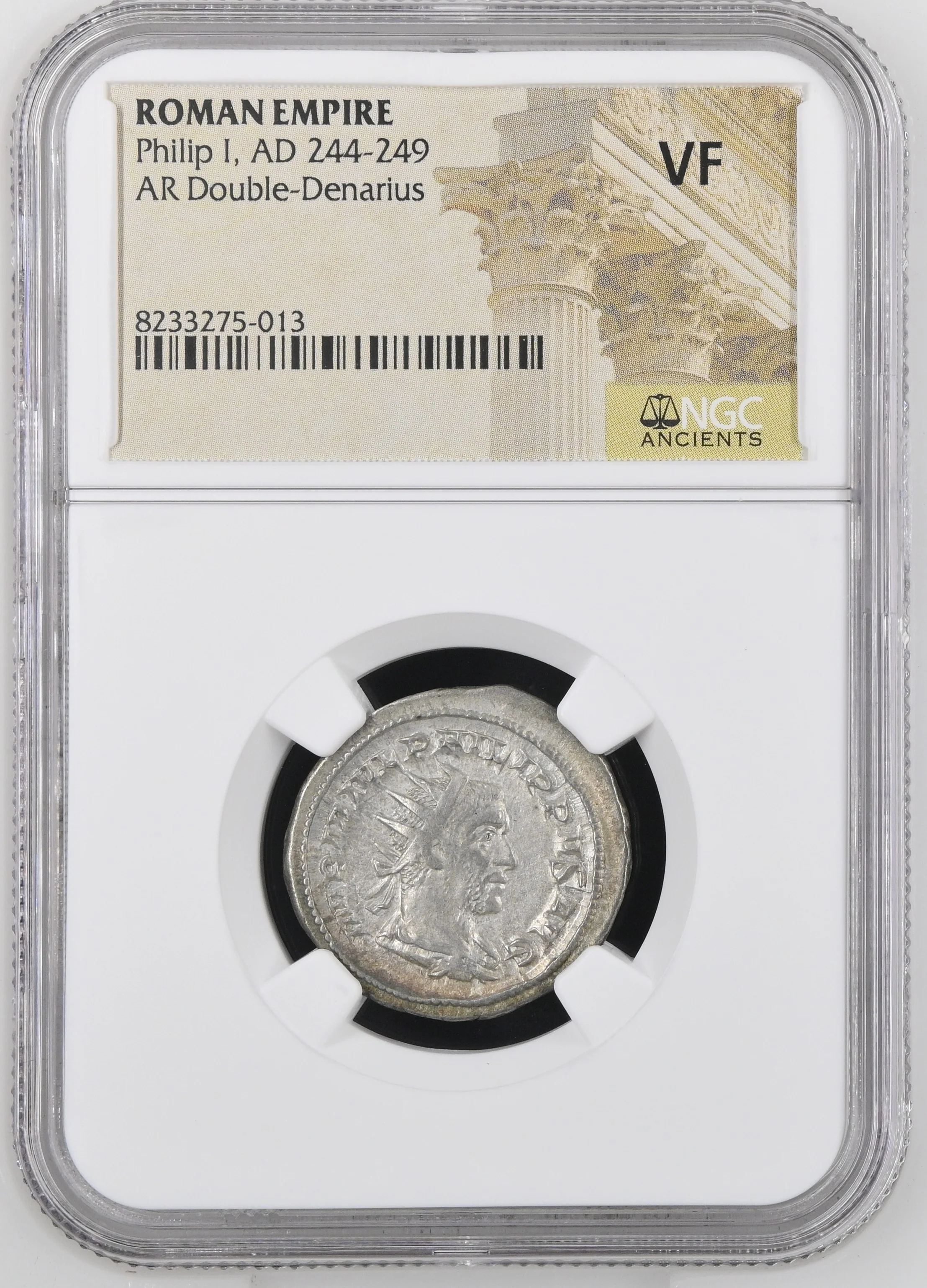 244-249年 ローマ帝国 フィリップ1世 ダブルデナリウス銀貨 NGC VF