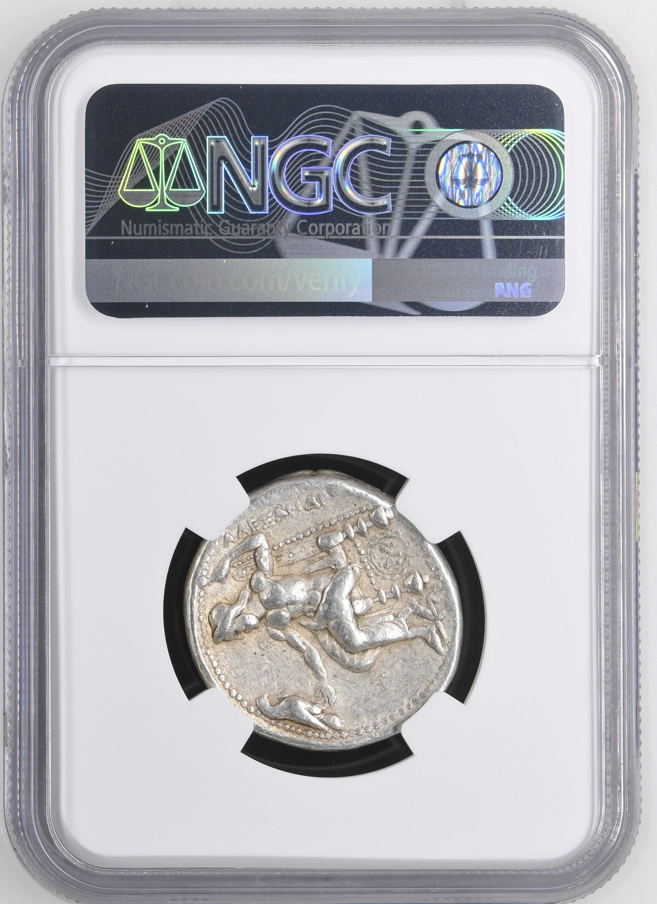 紀元前336-323年 古代マケドニア王国 アレクサンダー3世 テトラドラクマ銀貨 NGC VF edge cut - Image 2
