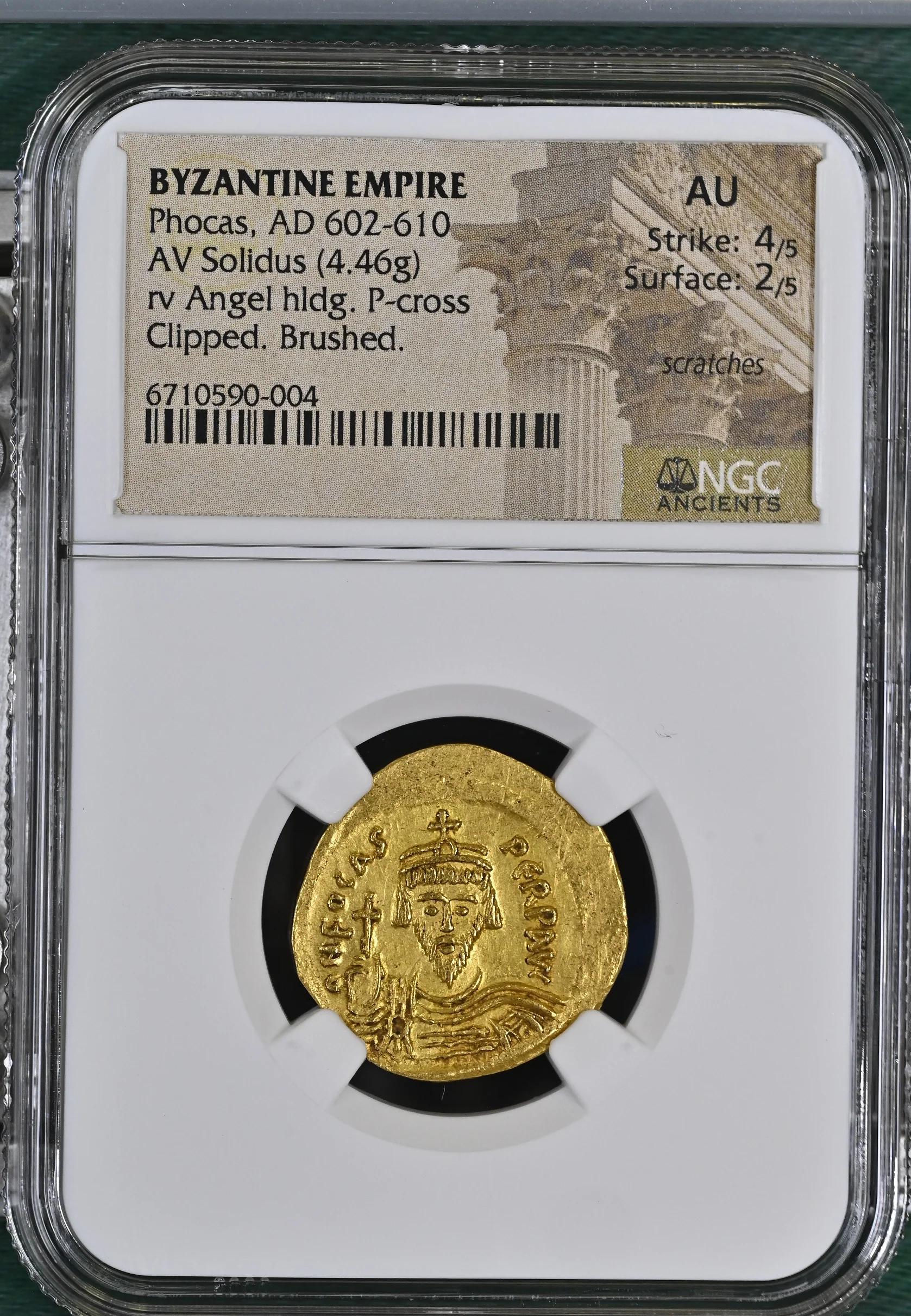 602-610年 ビザンツ帝国 フォカス帝 ソリドゥス金貨 NGC AU 4/5 - 2/5 scratches