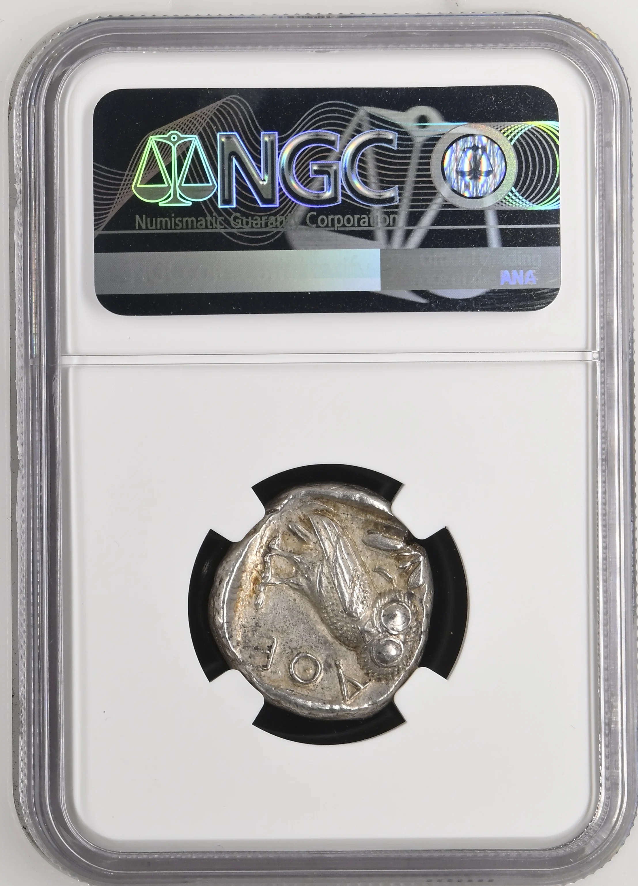 紀元前440-404年頃 古代ギリシア アッティカ アテネ テトラドラクマ銀貨 NGC Ch VF 4/5 4/5 die shift - Image 2